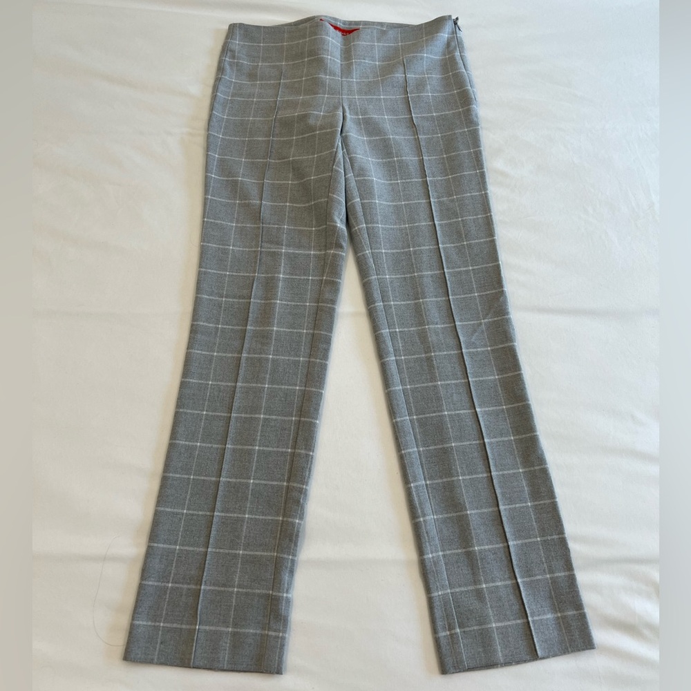 Anthropologie plaid zip up straight leg trousers gray size 2